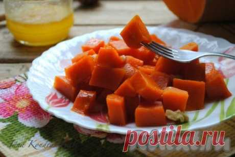 Тыква с мёдом, запеченная кусочками в духовке - рецепт с фото