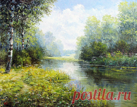 Край березовый, необъятный... Художник Синев Евгений.