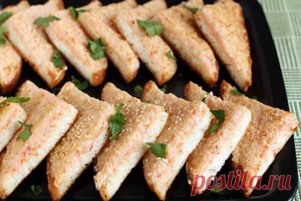 Вкусно и необычно;)) Жареные тосты с креветочной массой — Вкусные рецепты