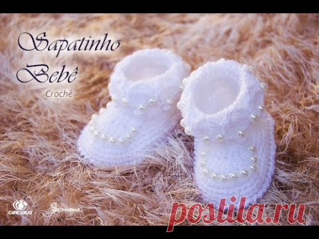 Sapatinho de Crochê para bebê passo a passo Professora Simone Eleotério