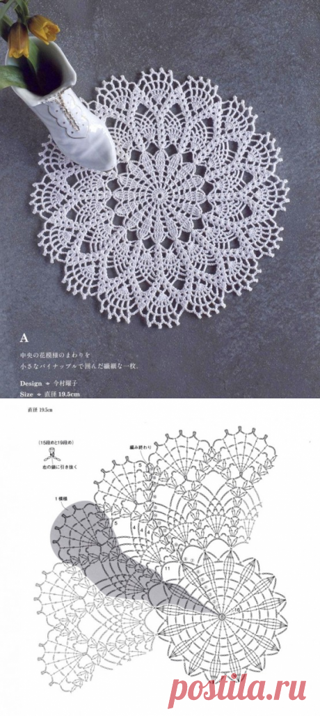 Нежная салфетка крючком