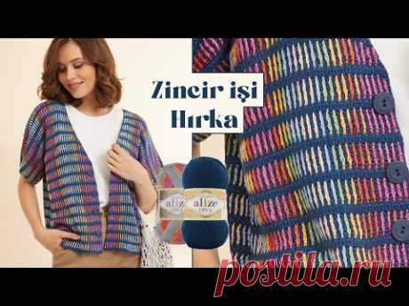 Diva ve Diva Batik ile Zincir İşi Hırka • Chain Stitch Cardigan • Кардиган С Воздушными Петлями
