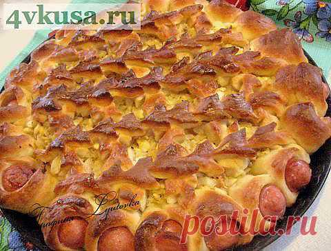 Открытый пирог с капустой и сосисками - Простые рецепты Овкусе.ру