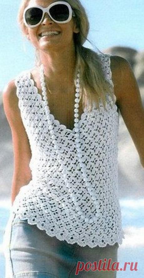 Белый топик крючком