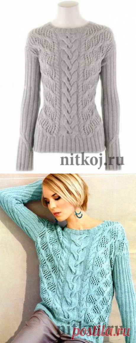 Ажурный пуловер спицами с описанием » Ниткой - вязаные вещи для вашего дома, вязание крючком, вязание спицами, схемы вязания