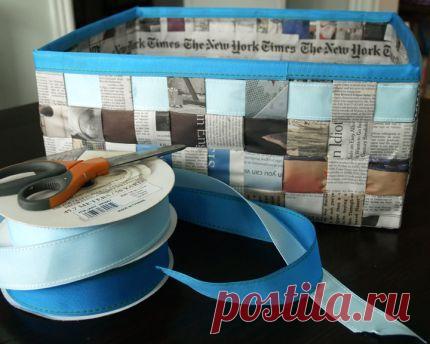 Корзина из газеты - Поделки из газет