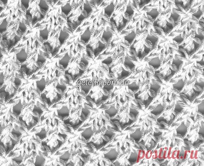 Узор спицами. Сеточка с маленькими листочками