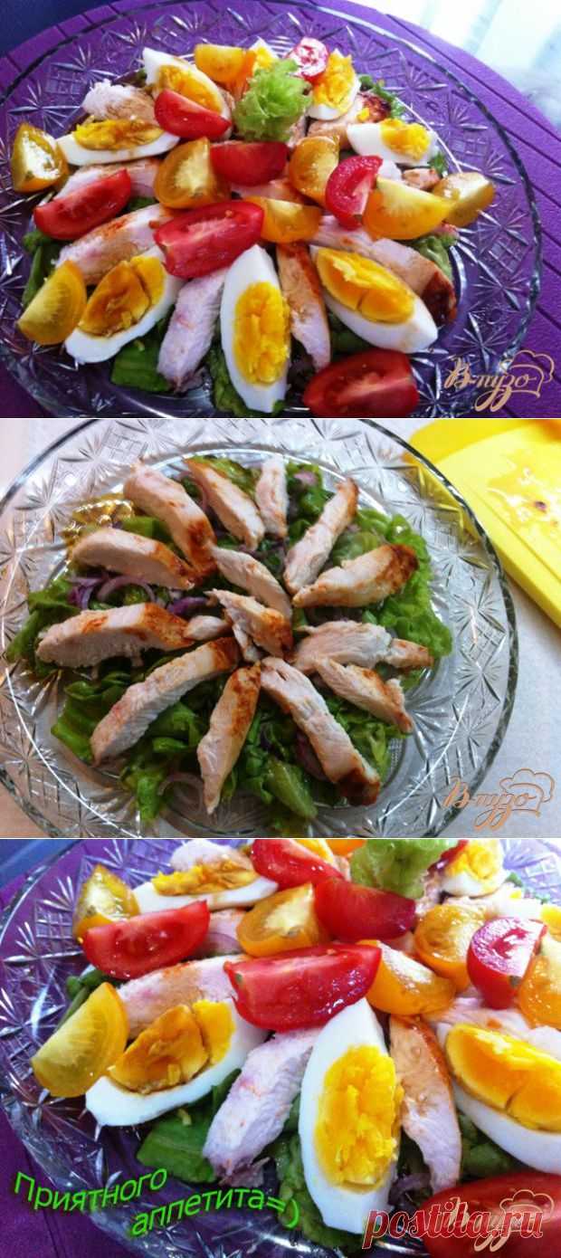 Салат с овощами и пастромой