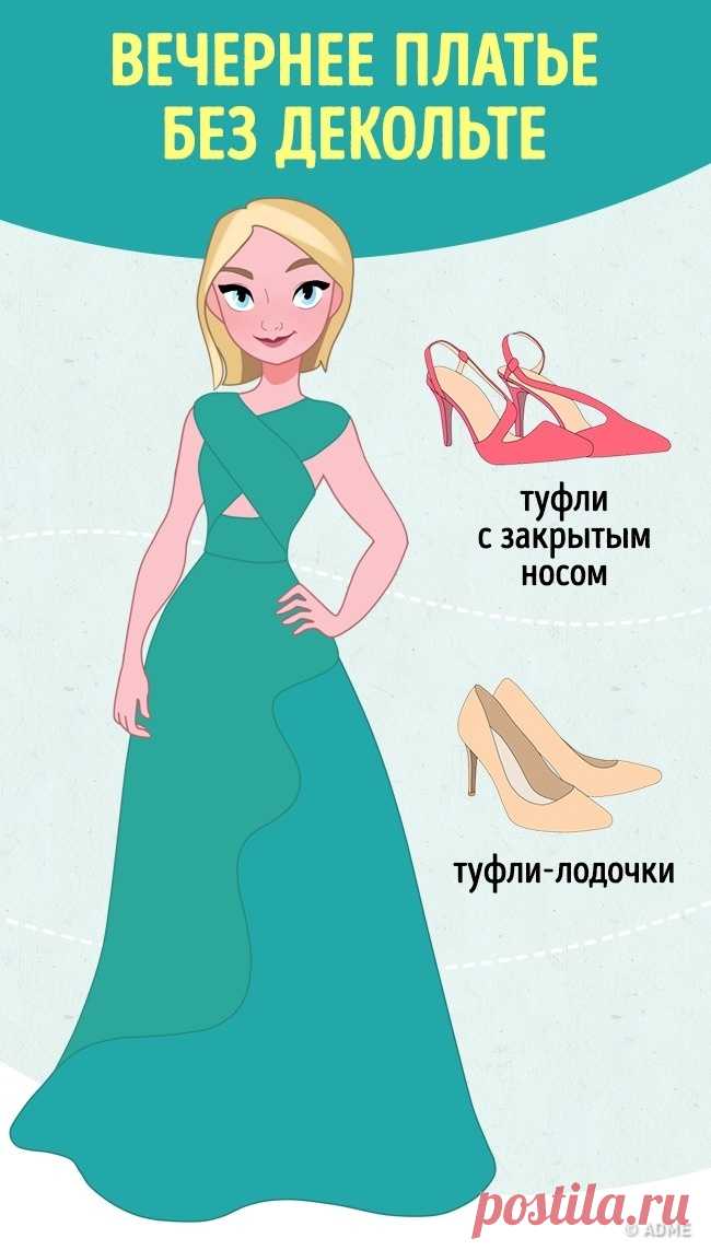 Как безошибочно подобрать обувь к 14 фасонам платьев
