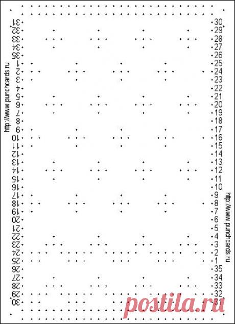 Просмотр рисунка перфокарты с раппортом 24 петли, пересчёт на две фонтуры, печать перфокарты