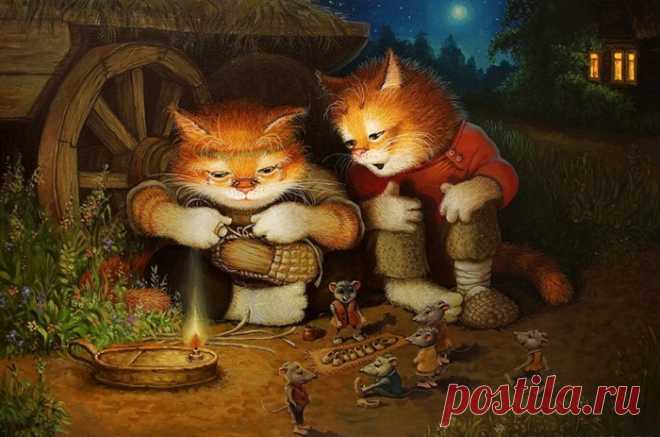 «Картины от печки»: приключение кота Кузьмы в сказочных работах Александра Маскаева В работах российского художника Александра Маскаева оживают вполне узнаваемые персонажи сказок: рыжий кот с компанией мышек, леший, водяной, домовой, Баба Яга и прочие жители волшебного леса, но вот т…