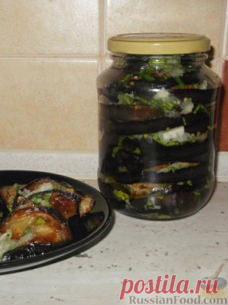 Рецепт: Жареные баклажаны с чесноком на RussianFood.com