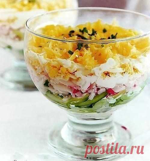 Салат "Вкусный"
• Домашняя Кулинария •


Ингредиенты:
- свежий огурец
- яйца варёные
- сыр
- крабовые палочки
- лук репчатый
- майонез