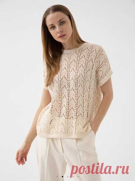 Запись на стене Безрукавка от бренда ReVeraПряжа в этой модели - 100% хлопокАжурный узор кажется знакомым, простым и элементарным, но это не совсем так. Он сконструирован достаточно сложно. На схеме - один раппорт: 24 петли (плюс одна петля для симметрии) и 12 рядов.