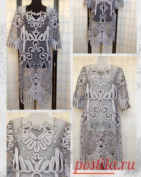 Платье кружевное &quot;Ангел  &quot; сплетено на коклюшках.Нитка хлопок чёрного и белого  цвета .