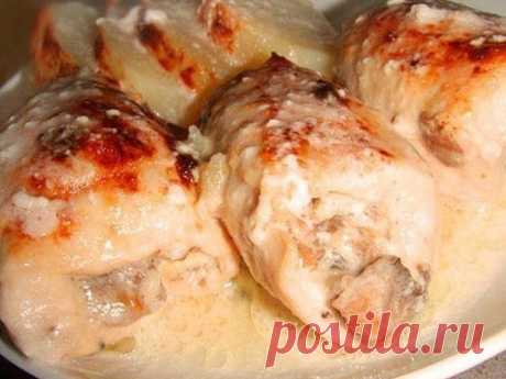Куриные рулеты с грибами в сливках  / Только машины