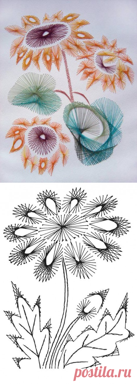 Вышивка изонитью: шаблоны цветов