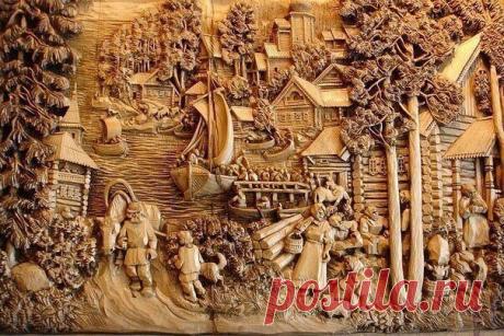 Удивительная резьба по дереву.