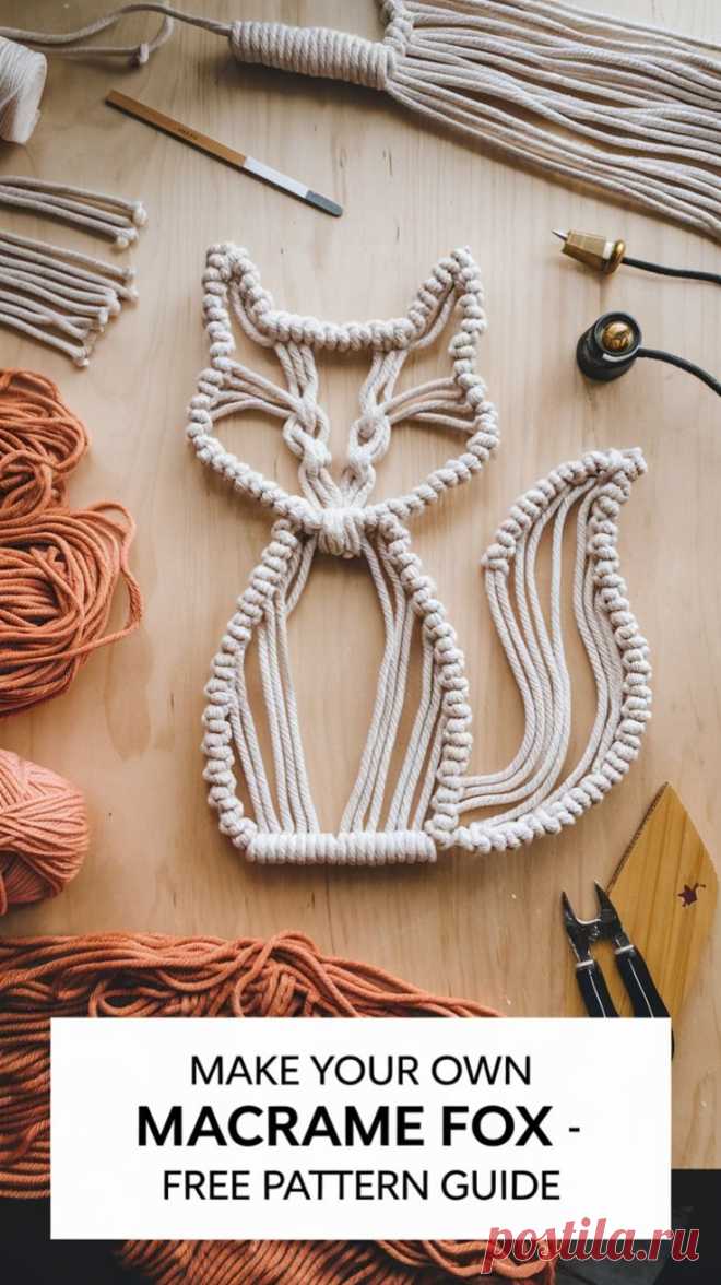 Пин содержит это изображение: Adorable Macrame Fox Wall Hanging – Get Free Patterns Now!