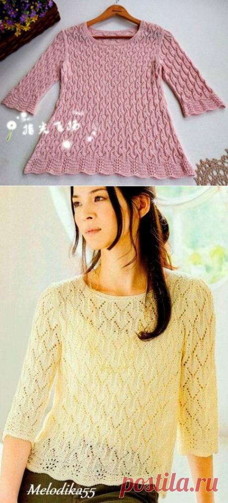 Расклешенная туника красивым текстурным узором