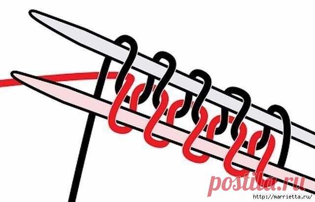 Волшебный набор петель спицами , при котором край изделия получается как фабричный.