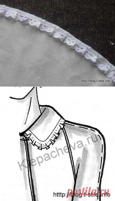 Блог "О шитье&#8230;"  &raquo; Ремонт воротника с втачиванием кружева