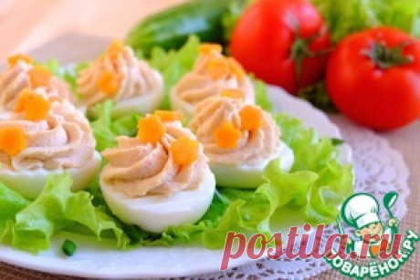 Яйца, фаршированные крабово-фасолевым кремом - кулинарный рецепт