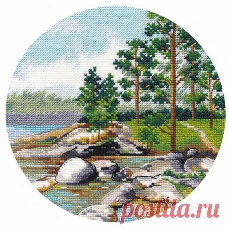 Набор для вышивки крестом: Миниатюра. Берег ладоги – купить онлайн на Ярмарке Мастеров – QLWJ4RU | Аксессуары для вышивки, Рошаль