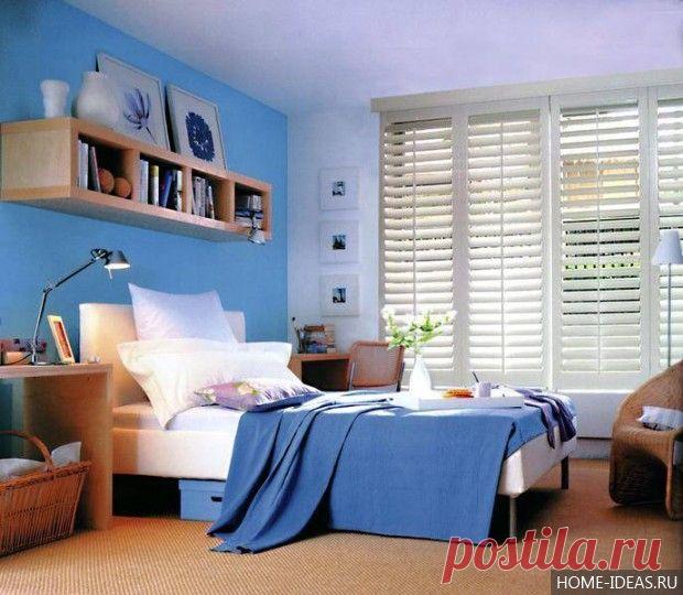 Синий цвет в интерьере гостиной, кухни, спальни. Фото интерьеров в синем цвете.