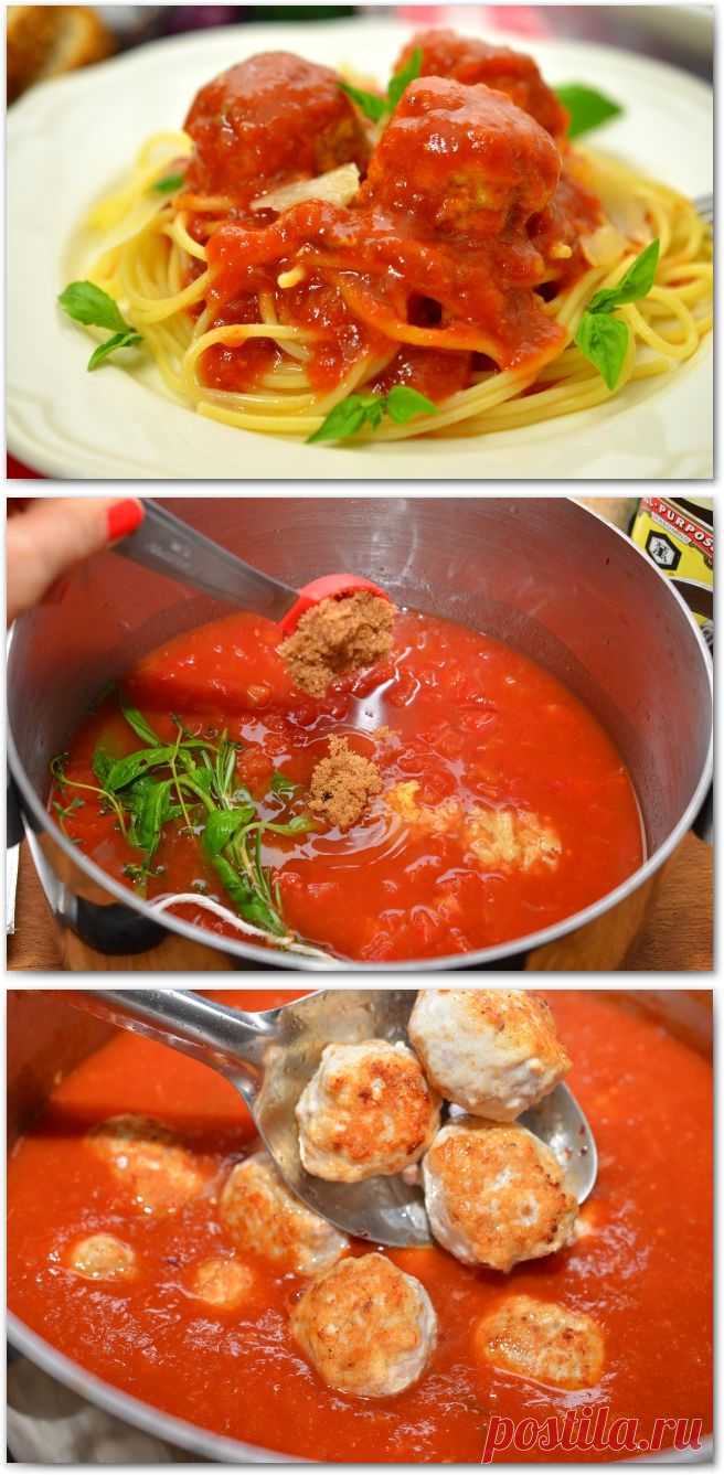 Куриные фрикадельки в ароматном томатном соусе