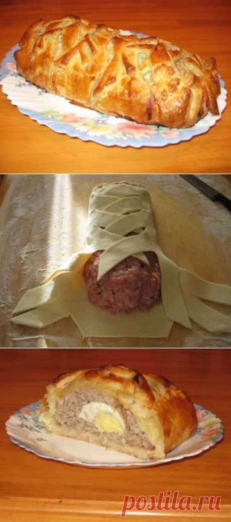 Мясной рулет в тесте по-домашнему