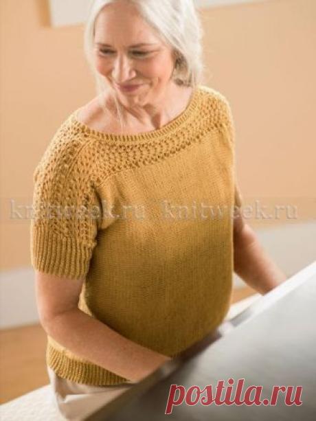 Топ "Дайэн" с кружевной кокеткой. Спицами. / knitweek.ru