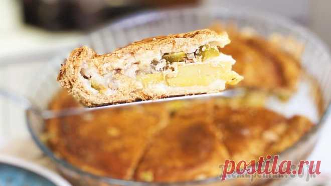 Царский русский пирог Курник с курицей и картошкой в духовке