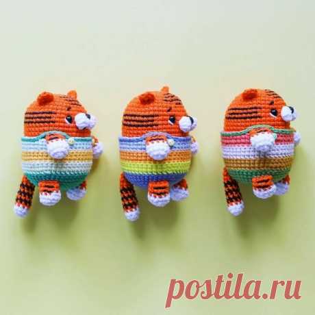 Схема вязания крючком брелка в виде тигрёнка