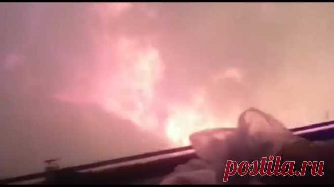 Поезд и лесной пожар