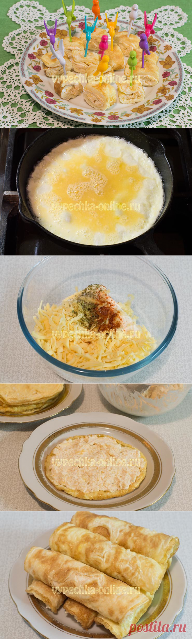 ✔️Рулет из омлета с начинкой на сковороде