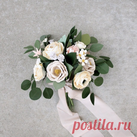Paper flower bridal bouquet all handmade with @silkandwillow ribbon! What do you think? #handmadebysarakim #letsmakeflowers