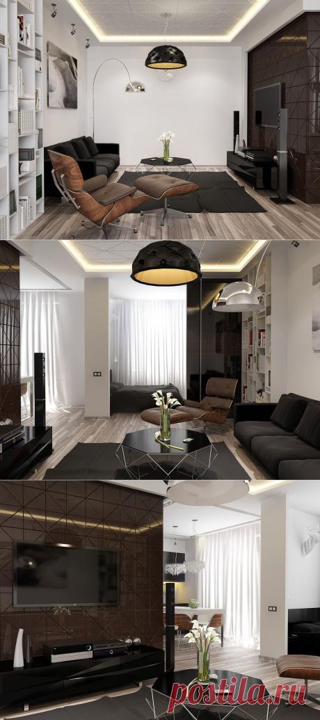 Бело-коричневая гостиная в ретро стиле Georgeous