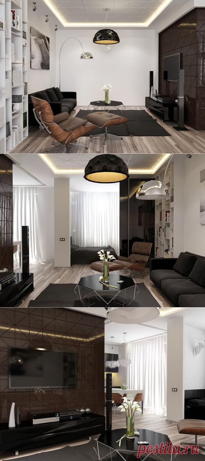 Бело-коричневая гостиная в ретро стиле Georgeous