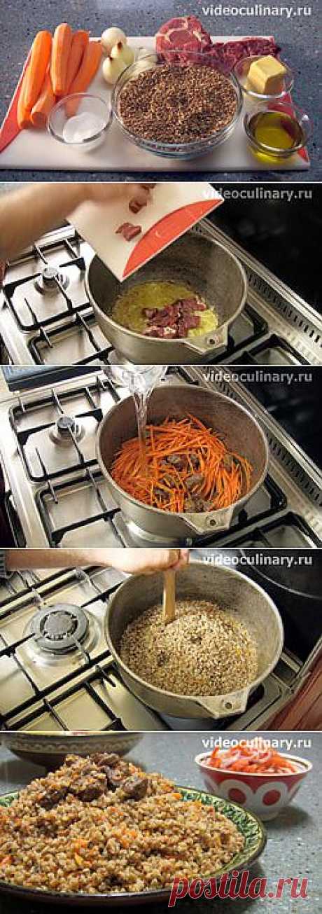 Гречневая каша с мясом по-узбекски или плов из гречки - Видеокулинария.рф - видео-рецепты Бабушки Эммы