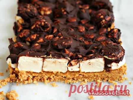 Арахисовый пирог с зефиром и шоколадом