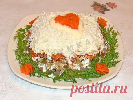 Салат из сердца говяжьего с соленым огурцом