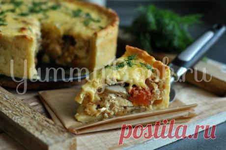 Открытый пирог с курицей и овощами - пошаговый рецепт с фото