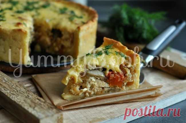 Открытый пирог с курицей и овощами - пошаговый рецепт с фото