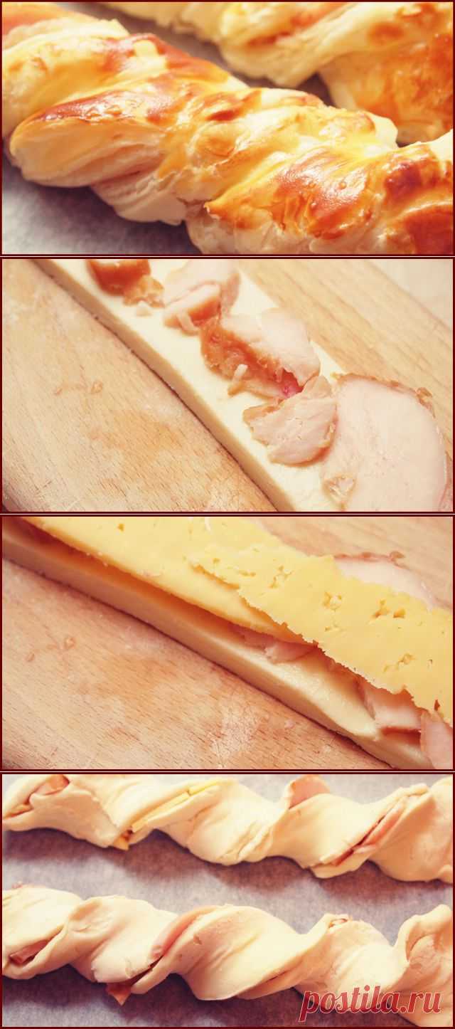 Слоёные косички с курицей и сыром - Простые рецепты Овкусе.ру

Ингредиенты:
готовое слоеное тесто (пресное)
твердый сыр
копченая куриная грудка
