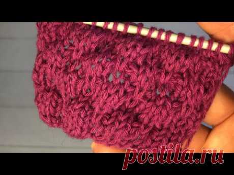Легкий и эффектный узор Буфы спицами 🧶 Объемный узор спицами - YouTube