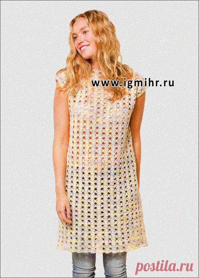 Ажурная меланжевая туника в пастельных тонах. Крючок