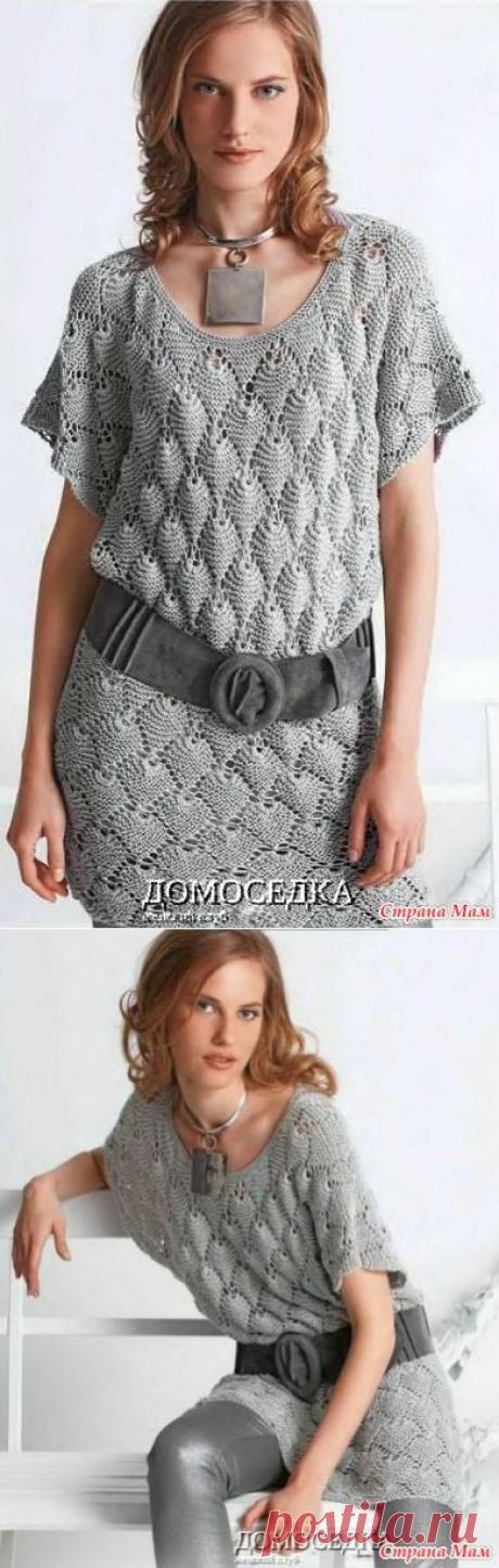 Серебристая ажурная туника узором ракушки спицами - ВЯЗАНАЯ МОДА+ ДЛЯ НЕМОДЕЛЬНЫХ ДАМ - Страна Мам