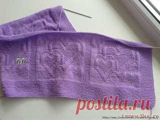 ПЛЕД ДЕТСКИЙ СПИЦАМИ ТЕНЕВЫМ УЗОРОМ.