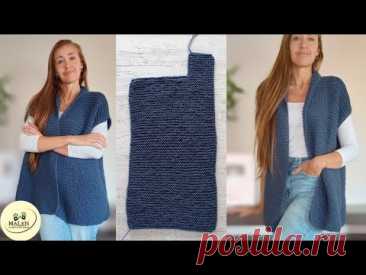 Chaleco Ana dos agujas FACIL para PRINCIPIANTES todo derecho! #dosagujas #knitting #tricot #palillos